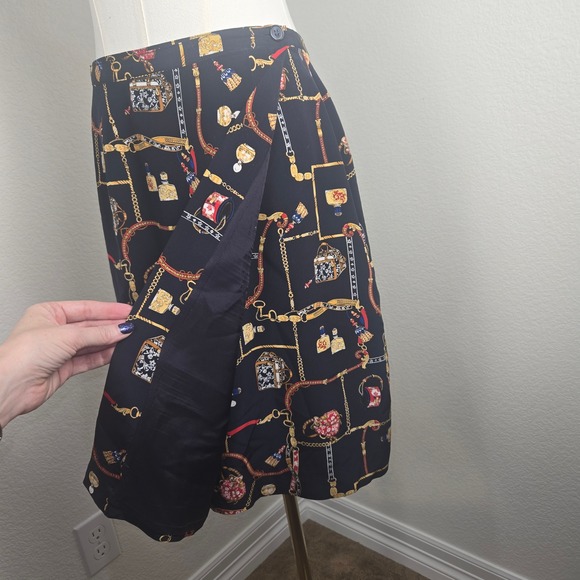 Vintage Petite Sophisticate 100% Silk Scarf Print Skirt Petite 12 Chain Baroque - Picture 4 of 8